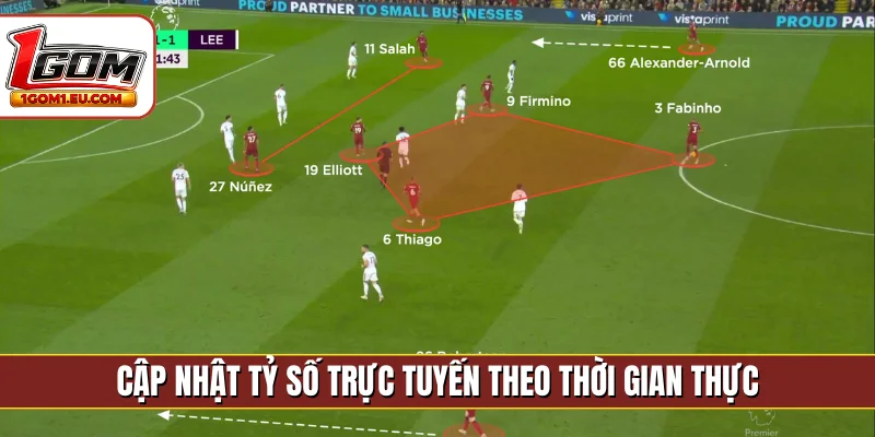 Cập nhật tỷ số trực tuyến theo thời gian thực